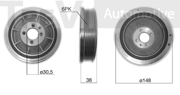 TREVI AUTOMOTIVE Ременный шкив, коленчатый вал PC1138